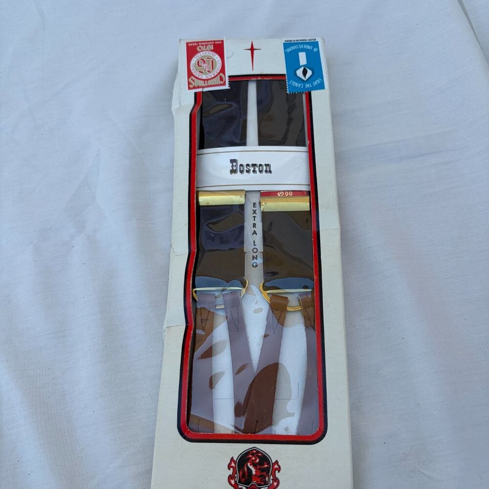 Vintage "Boston" Extra Long Suspenders in Original Gift Box – 1970 Commemorative